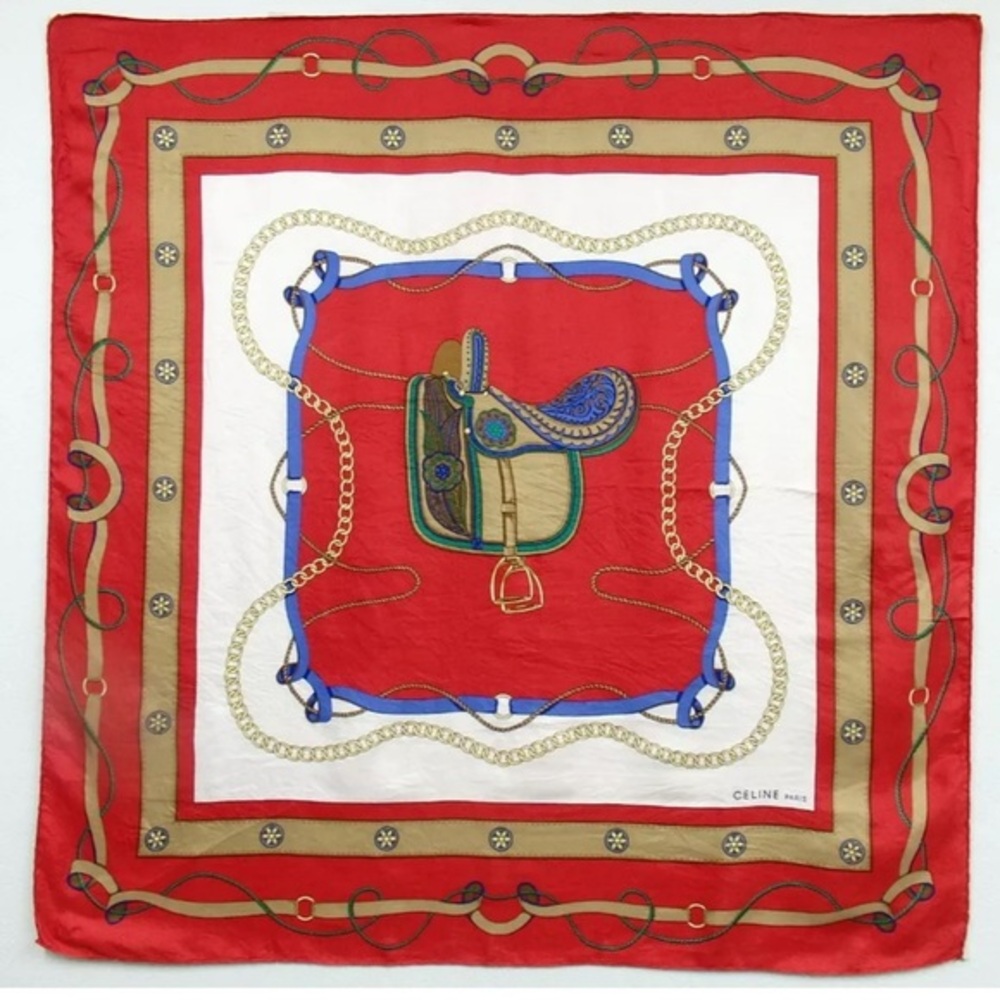 CELINE SILK SCARF IN PERFECT COLOR COMBINATION AUTHENTIC